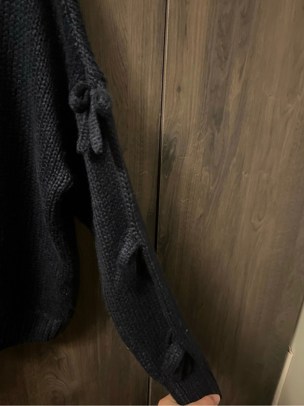 Hollister Navy V-Neck Sweater with Sleeve Ties - Picture 4 of 6